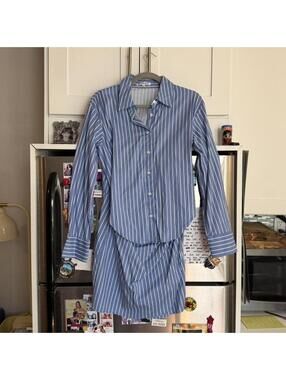 Reformation Stripped Button Down Dress